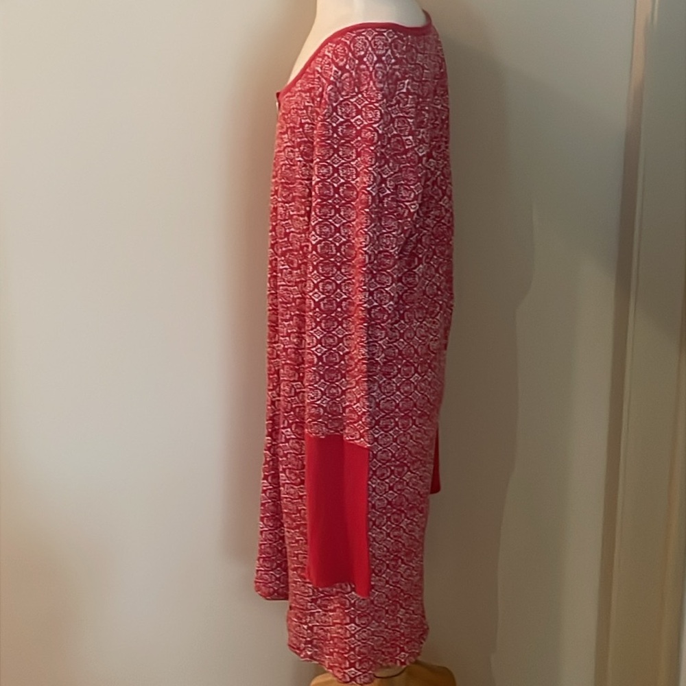 EUC~Woman’s XL Lucky Brand Red/White Button Detailed Long Sleeved Nightshirt - Picture 3 of 7